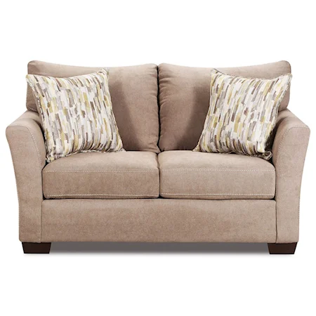 Transitional Loveseat with Flare Tapered Arms